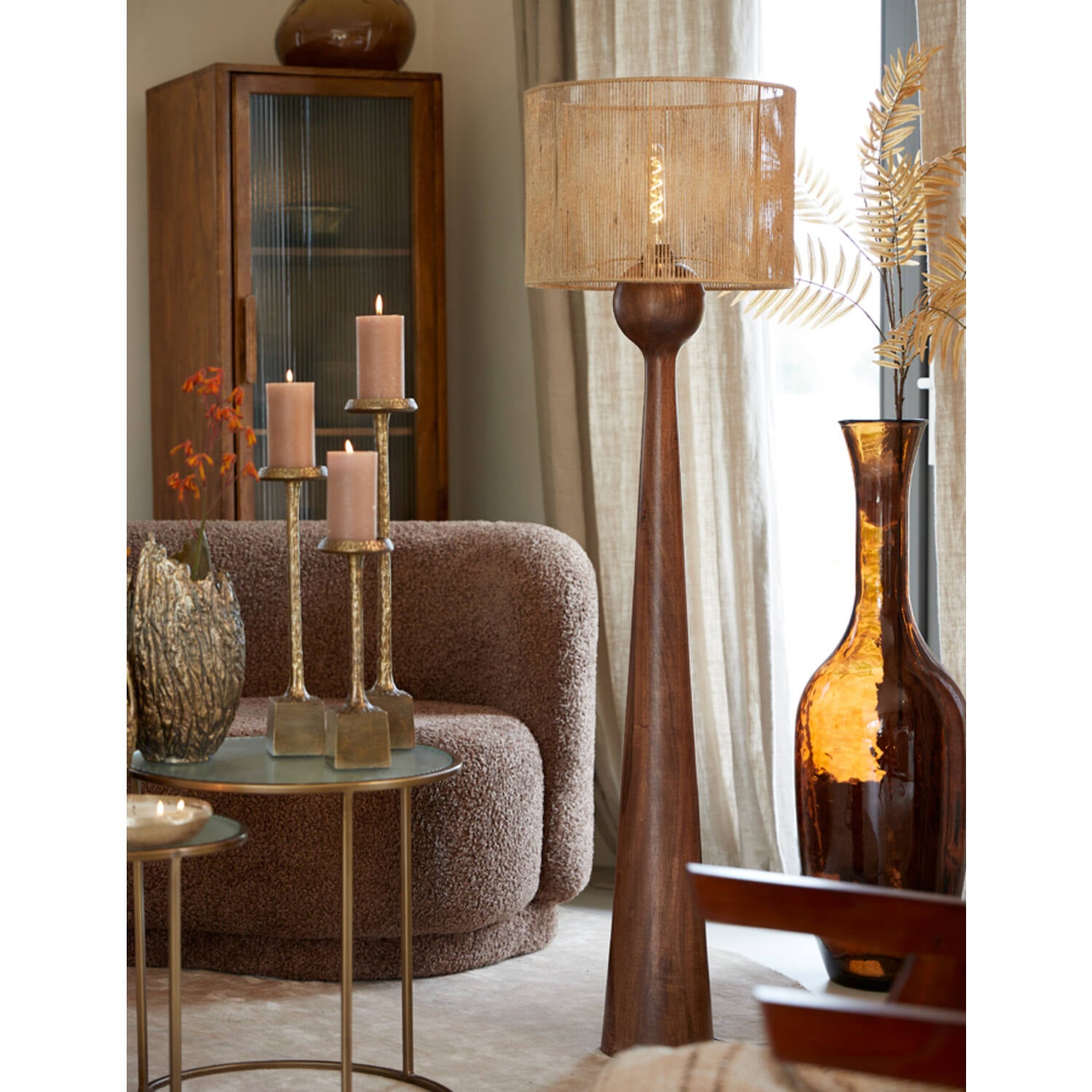 Tossa Natural Jute Cylindrical Lampshade - Uneeka Lighting